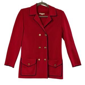 Vintage 100% Zephyr Wool Red Blazer Jacket Size 8